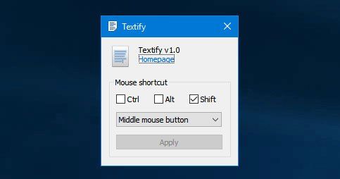 Textify vous permet de copier du texte non sélectionnable dans les boîtes de dialogue Windows.