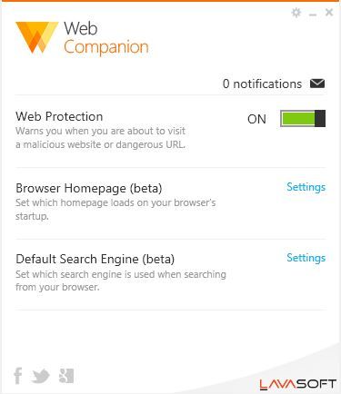Lavasoft Web Companion: software gratuito per la sicurezza del browser Web