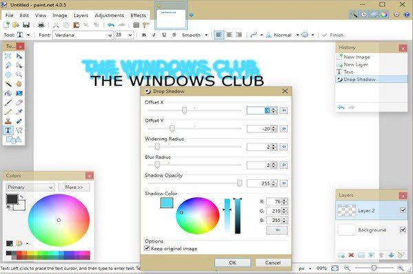 Hogyan hozhatunk létre Drop Shadow effektusokat a Paint.NET-ben