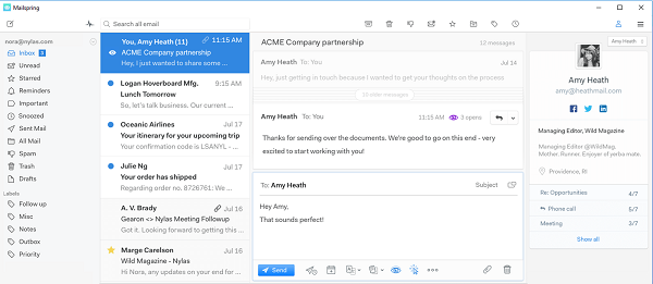 MailSpring Windowsin sähköpostiohjelma