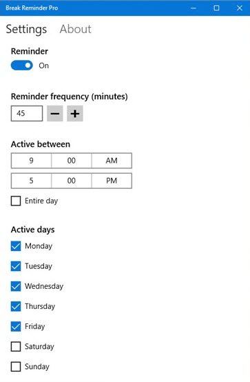 Break Reminder tarkvara, mis aitab teil arvuti ekraanidel puhata