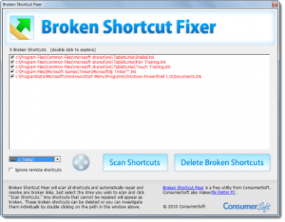 תוכנה חופשית לתיקון או הסרה של קיצורי דרך שבורים ב- Windows 10
