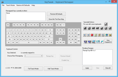 KeyTweak: Petakan semula dan petakan semula kekunci papan kekunci dalam Windows 10