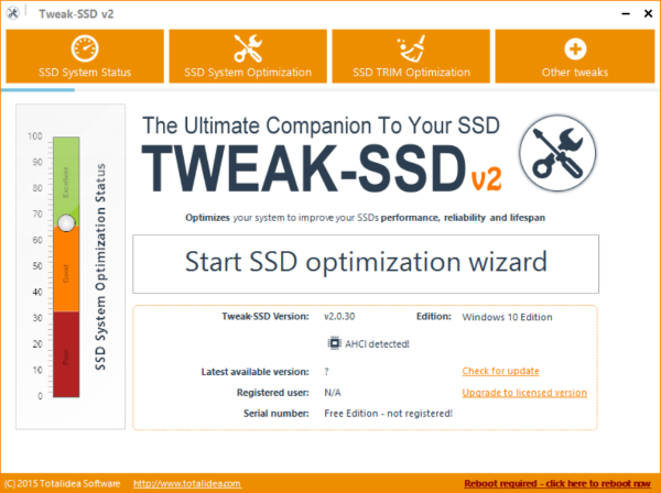 Optimoi ja nopeuta SSD-asemaa käyttämällä Tweak-SSD for Windows 10 -käyttöjärjestelmää