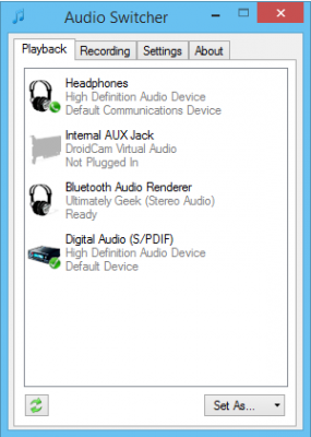 Conmutador de audio: use la tecla de acceso rápido para cambiar los dispositivos de audio predeterminados