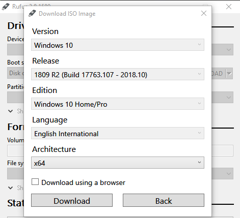 Download oude ISO met RUFUS