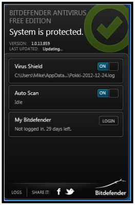 Bitdefender Δωρεάν έκδοση προστασίας από ιούς για Windows 10