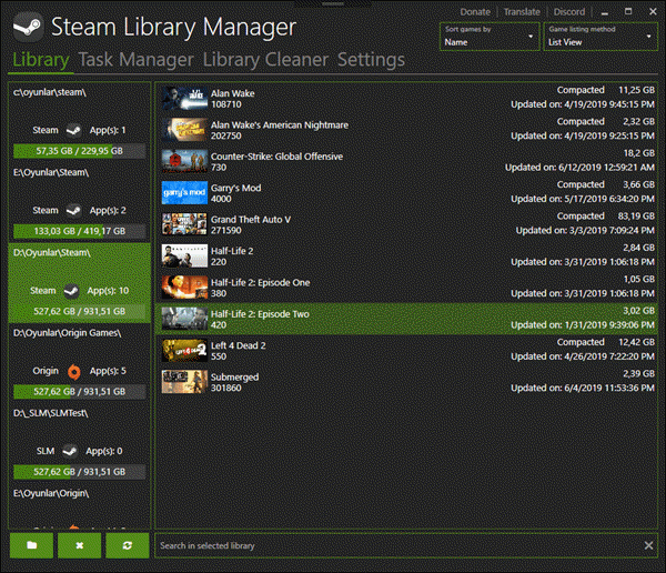 Steam 라이브러리 관리자로 Steam 게임 백업, 복원, 이동