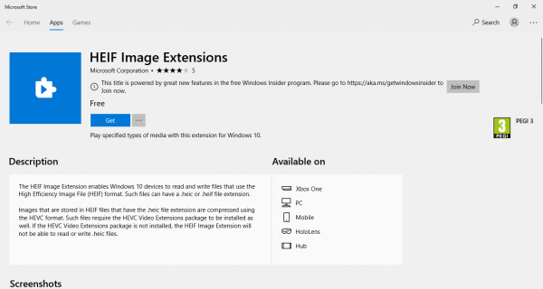 HEIC- ja HEVC-tiedostojen tarkasteleminen Windows 10 Photos -sovelluksessa