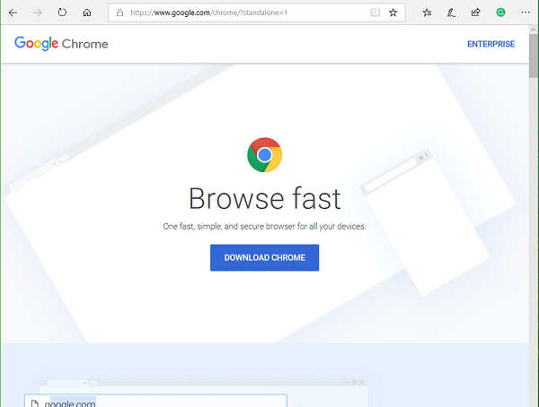 Scarica il programma di installazione offline di Google Chrome per PC Windows 10