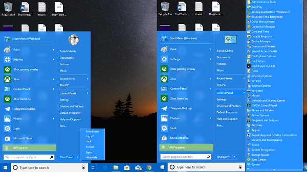 Vrnite si stari klasični meni Start v sistemu Windows 10 z odprto lupino