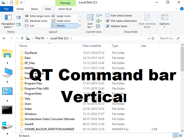 Barre de commande QT Mode vertical
