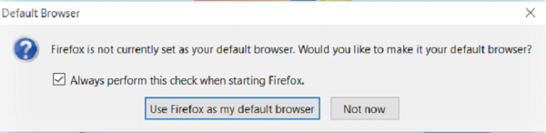 विंडोज 10 पर फ़ायरफ़ॉक्स को डिफ़ॉल्ट ब्राउज़र के रूप में सेट नहीं किया जा सकता है