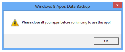 Copia de seguridad de datos de la aplicación de Windows 8