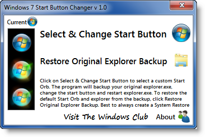 Windows 7 시작 버튼 체인저 출시