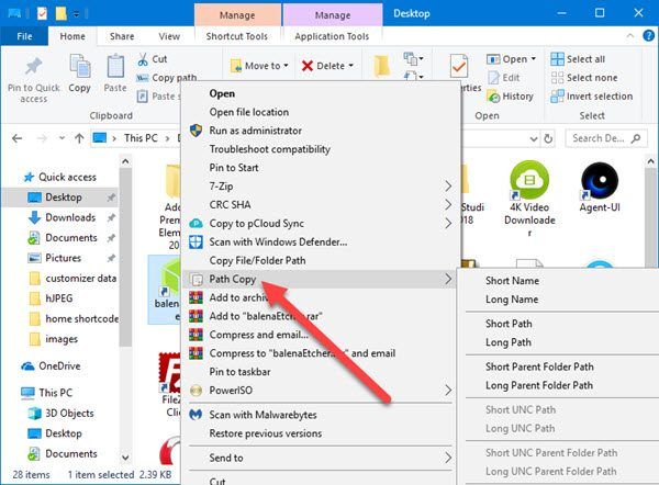 Path Copy Copy membolehkan anda menyalin laluan ke fail dan folder
