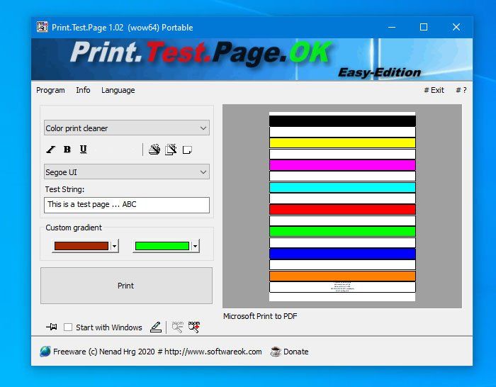 Tesztoldal nyomtatása a nyomtató teszteléséhez Windows 10 rendszerben