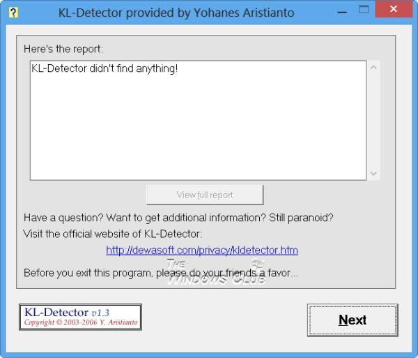 Ilmainen Keylogger Detector Windows 10: lle