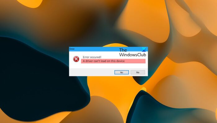 Ovladač nelze načíst do tohoto zařízení ve Windows 11