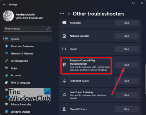 Troubleshooter ng Compatibility ng Program - Windows 11