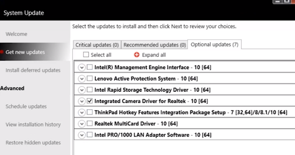Pag-update ng system ng Lenovo