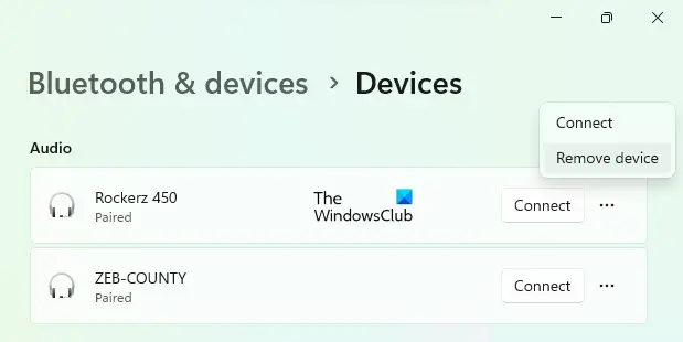   Usuń urządzenia Bluetooth z systemu Windows