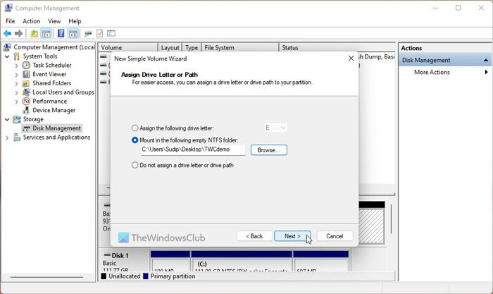 Hur man monterar en enhet som en mapp och inte en bokstav i Windows 11