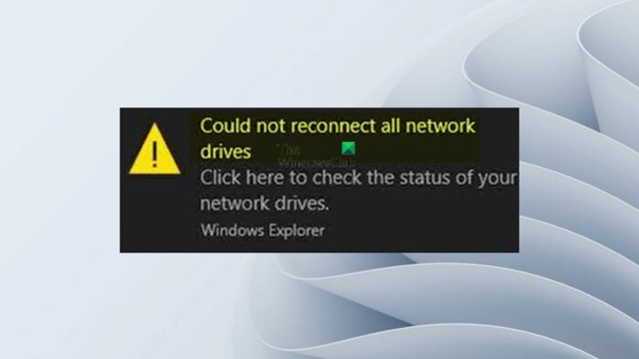 Nelze znovu připojit všechny síťové jednotky v systému Windows 11/10