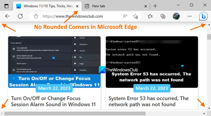 Afgeronde hoeken in- of uitschakelen in Microsoft Edge