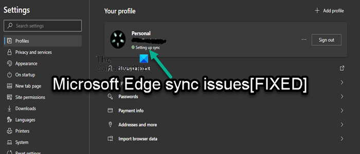 Perbaiki masalah sinkronisasi Microsoft Edge pada Windows 11/10