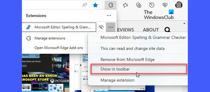   Microsoft Editorto Edge rīkjoslas pievienošana