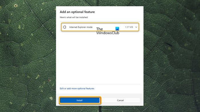 Internet Explorer -tilan lisääminen lisäominaisuuksien avulla - Windows 11