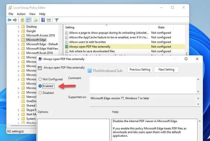 Cómo permitir o bloquear Microsoft Edge para que no abra archivos PDF externamente