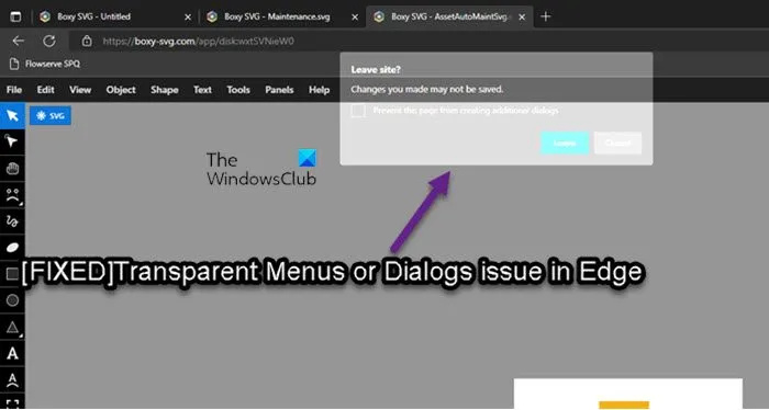 Résoudre le problème des menus transparents ou des boîtes de dialogue brisées dans Microsoft Edge