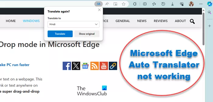 Microsoft Edge Auto Translator funktioniert nicht [Fix]