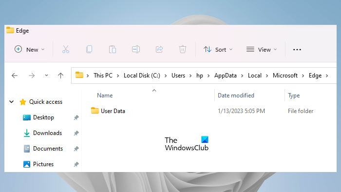 Padamkan Folder Data Pengguna Edge