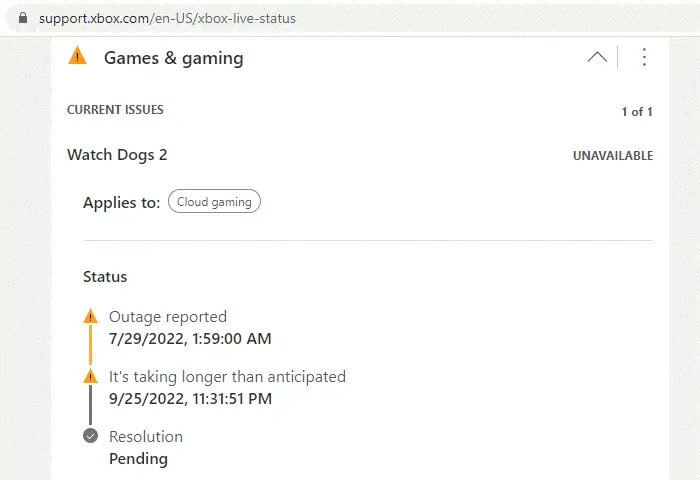   Vérification du statut Xbox Live