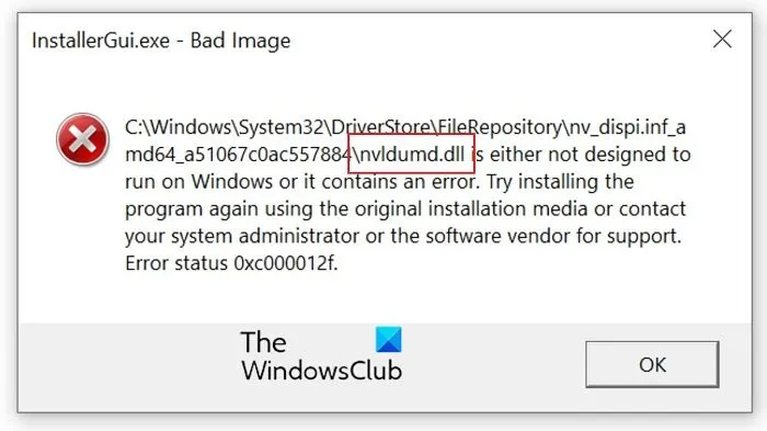 Коригирайте грешката с лошо изображение на Nvldumd.dll в Windows 11/10