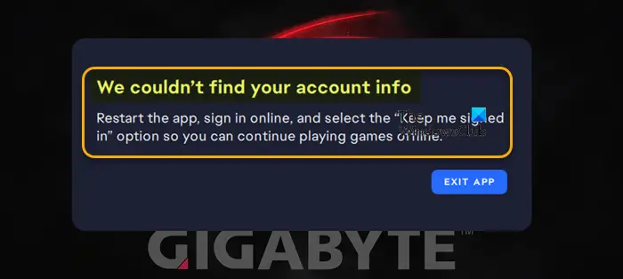   Mēs varējām't find your account info EA app error