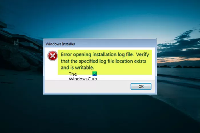 Atverot instalācijas žurnāla failu operētājsistēmā Windows 11/10, radās kļūda