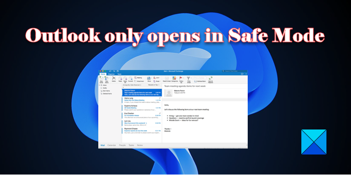 Outlook tiek atvērta tikai drošajā režīmā