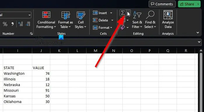 SUMA Microsoft Excel