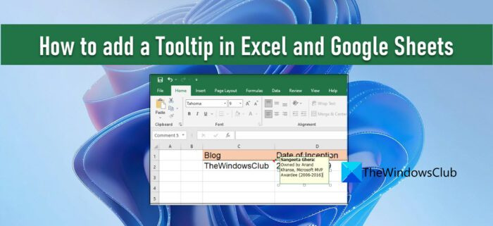 Kā pievienot rīka padomu programmā Excel un Google izklājlapās