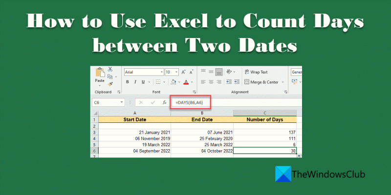 Come utilizzare Excel per contare i giorni tra due date