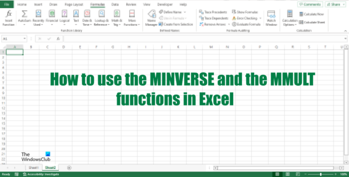 Kā programmā Excel izmantot funkcijas MINVERSE un MMULT