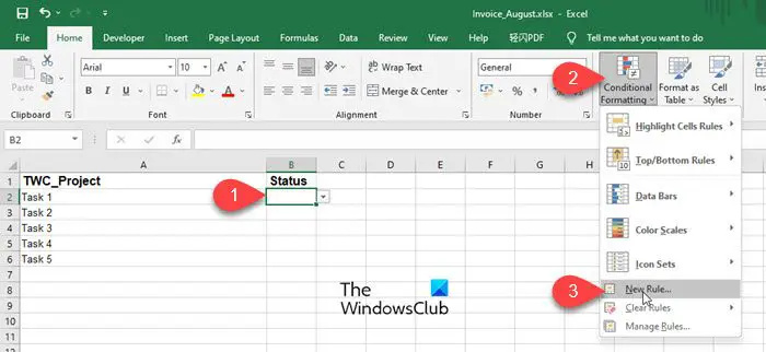   Cara membuat senarai lungsur turun dengan warna dalam Excel dan Helaian Google