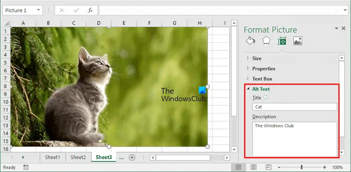 Comment ajouter du texte alternatif dans Excel