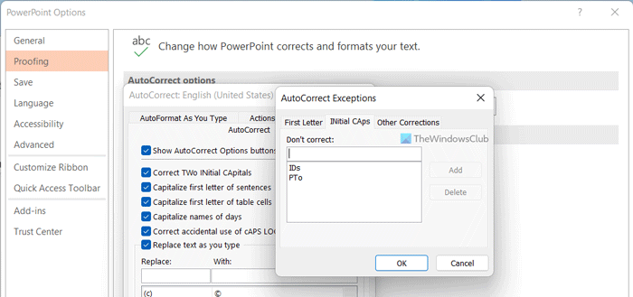 Kako dodati ili ukloniti iznimke AutoCorrect u Wordu, Excelu, PowerPointu