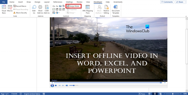 Ievietojiet bezsaistes video programmā Word, Excel un PowerPoint