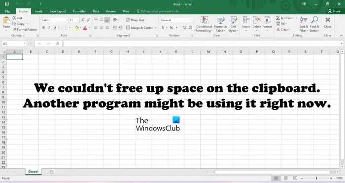 Gagal mengosongkan ruang papan keratan Ralat Excel